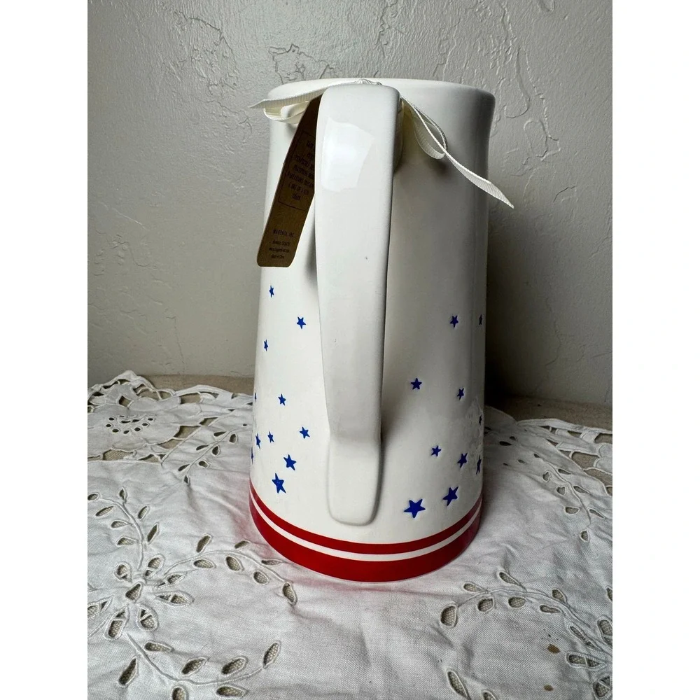 Rae Dunn patriotic pitcher STARS STRIPES SIPS blue stars